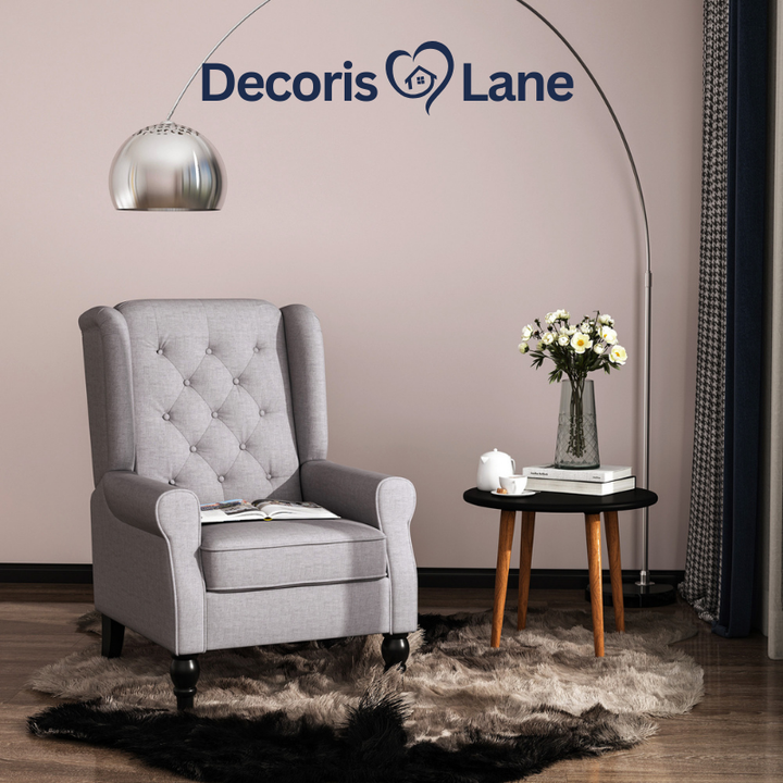 Gray Tufted Fabric Club Accent Chair with Cushion Decorislane