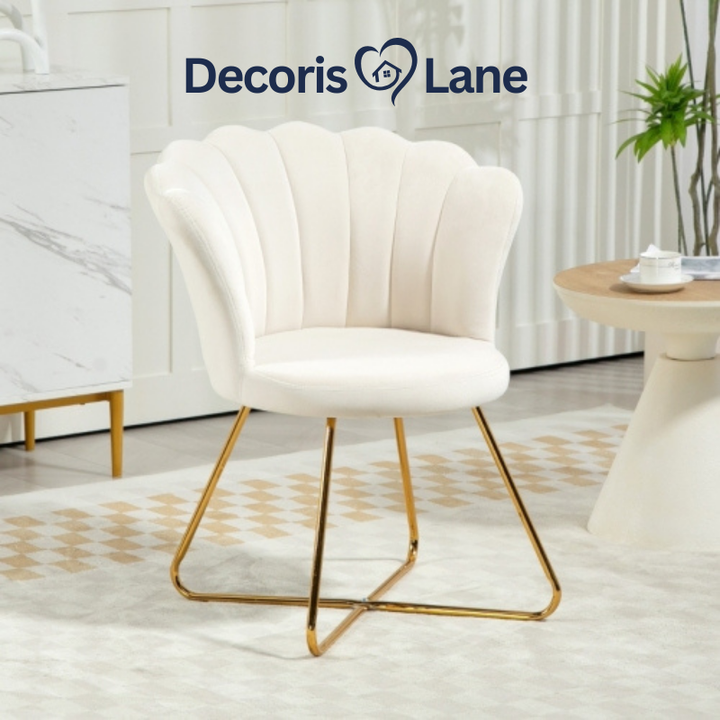 Velvet Lotus Petal Accent Chair Cream Decorislane
