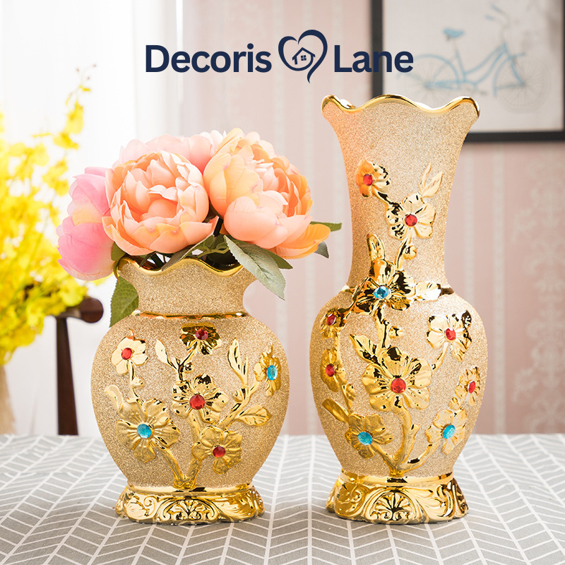 Gold Electroplated Ceramic Vase European Style Decorislane