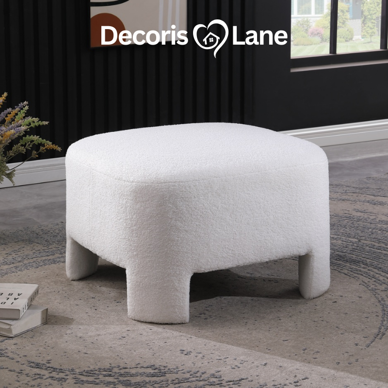 White Ottoman Footrest for Living Room Decorislane