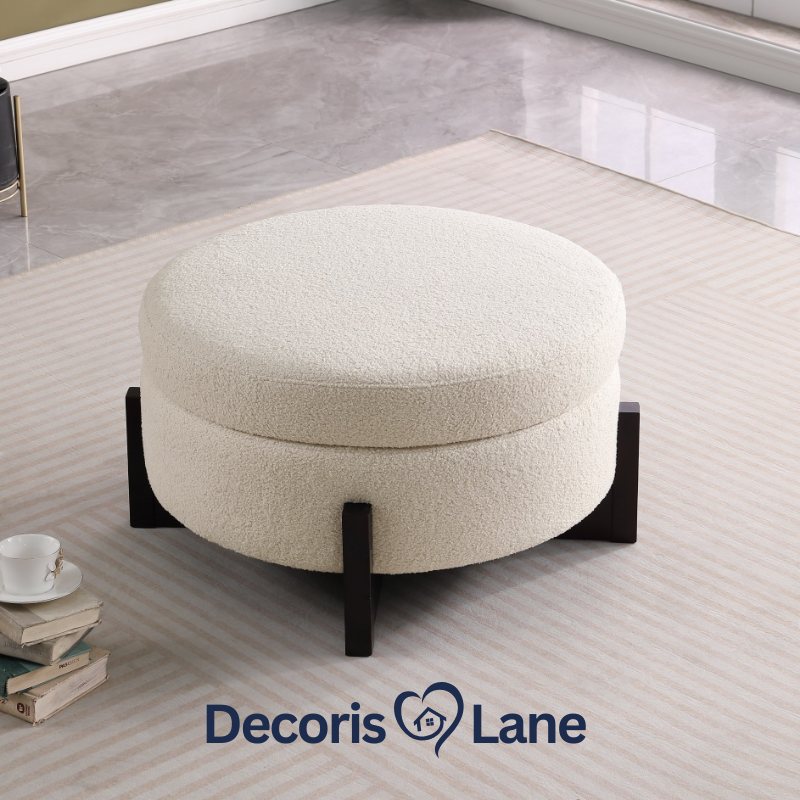 Beige Ottoman Footrest for Living Room Decorislane