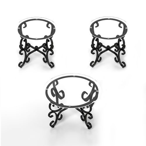 3-Piece Tempered Glass Coffee Table Set Decorislane