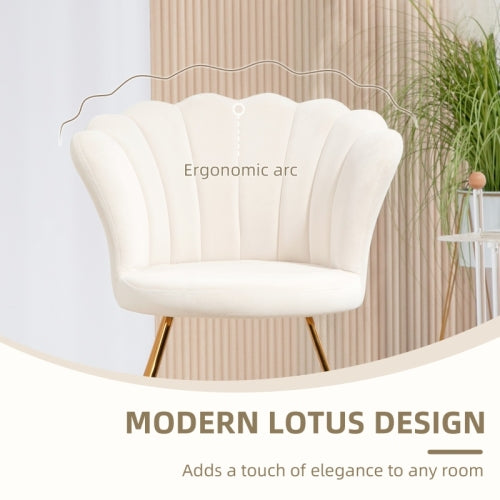 Velvet Lotus Petal Accent Chair Cream Decorislane