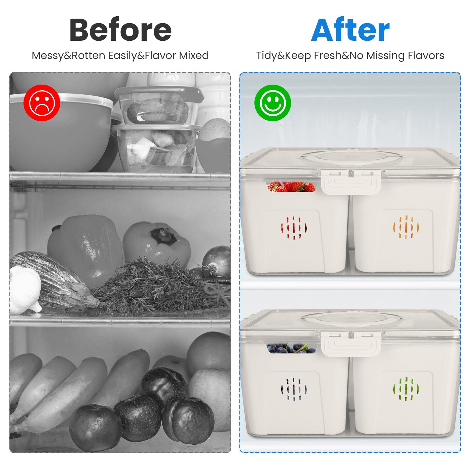 2-Pack Airtight Fruit Storage Containers Decorislane