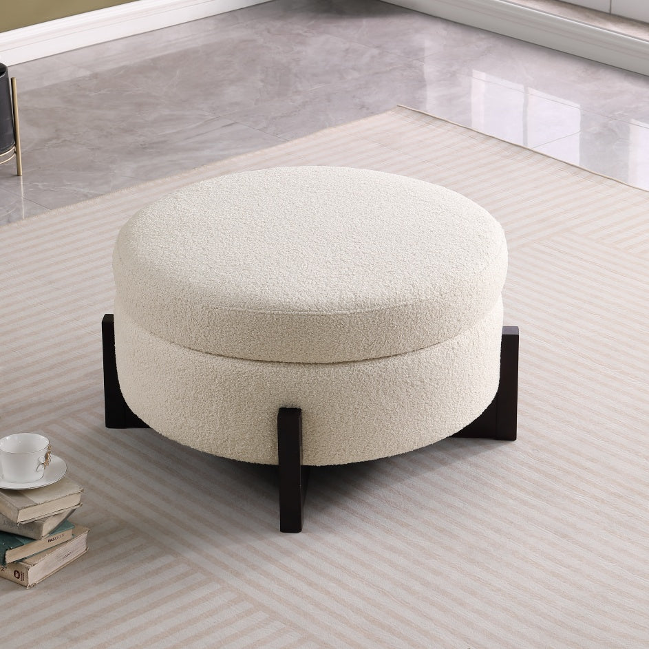 Beige Ottoman Footrest for Living Room Decorislane