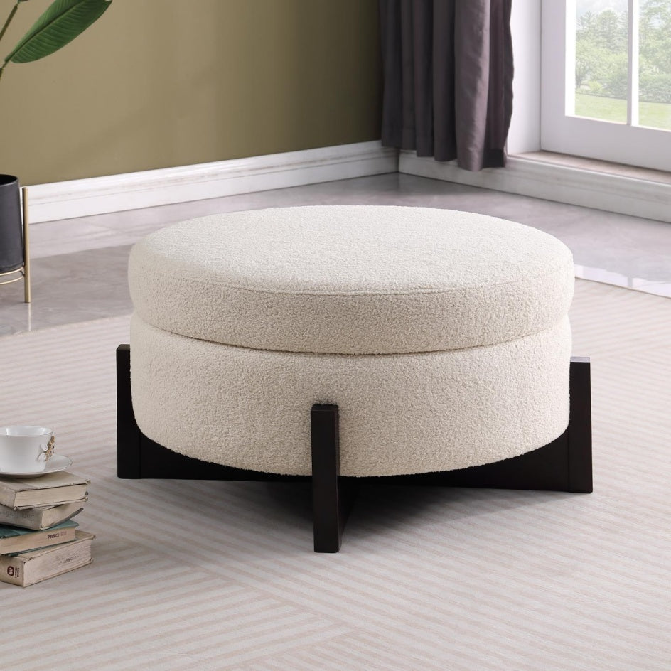 Beige Ottoman Footrest for Living Room Decorislane