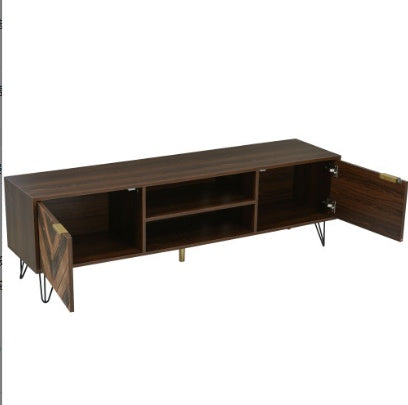 Natural Wood TV Cabinet with Gold Handles – Decorislane