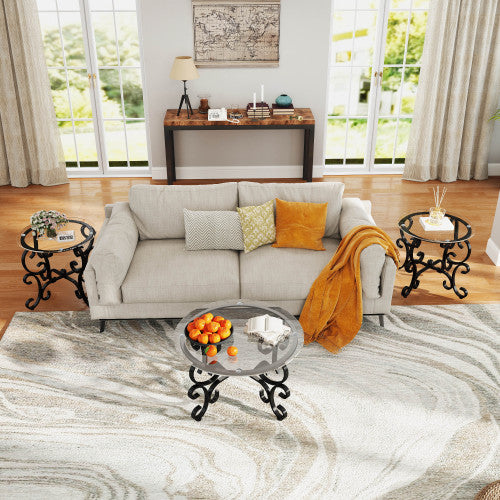 3-Piece Tempered Glass Coffee Table Set Decorislane