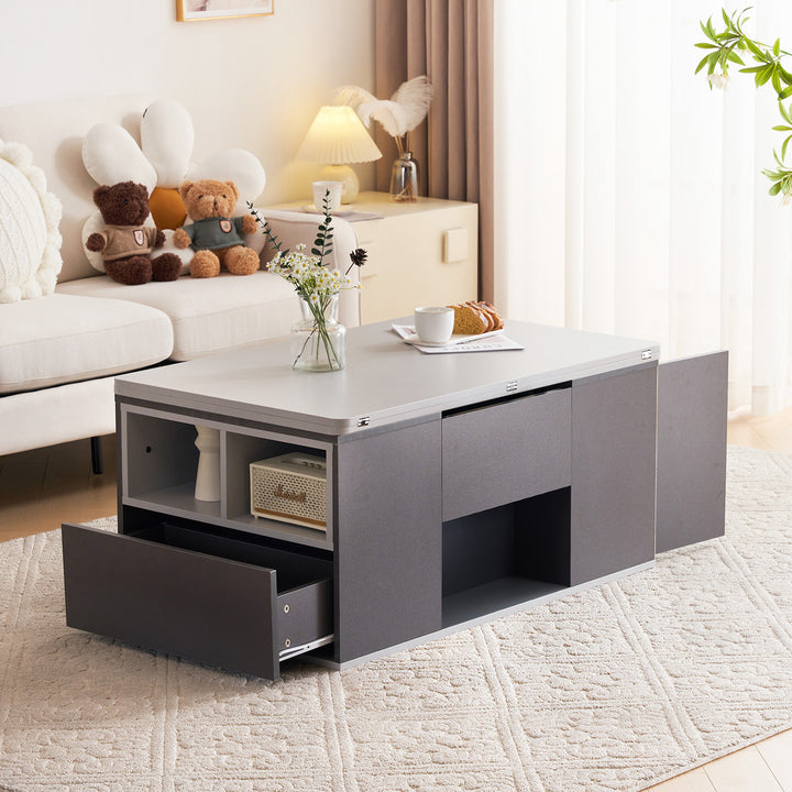 Grey Lift-Top Coffee Table with Drawers – Decorislane
