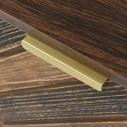 Natural Wood TV Cabinet with Gold Handles – Decorislane