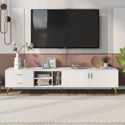 White TV Stand for 75" TVs Modern Entertainment Decorislane