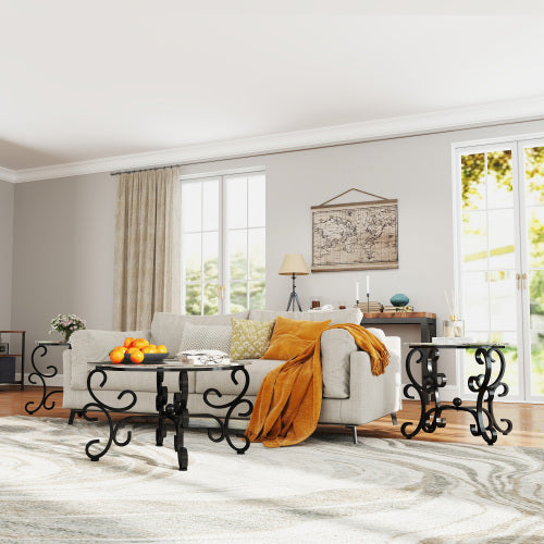 3-Piece Tempered Glass Coffee Table Set Decorislane