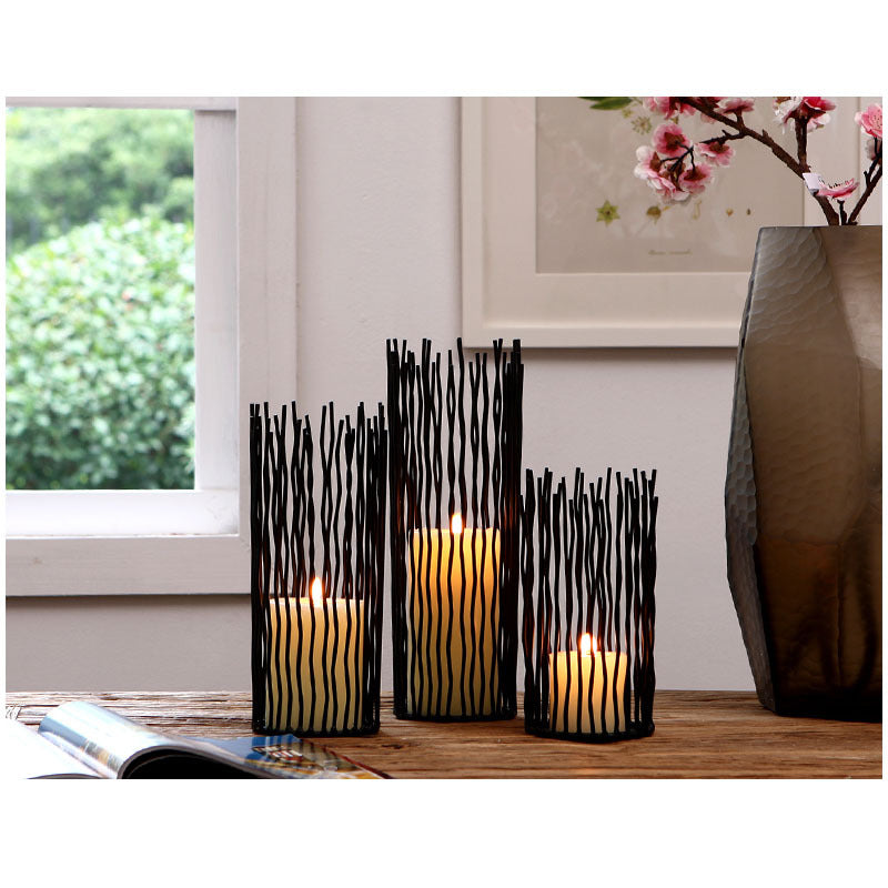 Geometric Wrought Iron Candle Holder  DecorisLane